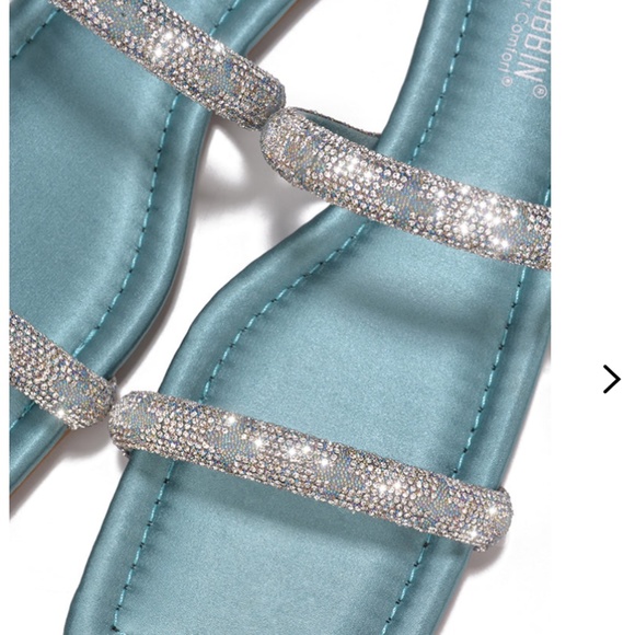 Teal rhinestoned strap sandal - Picture 3 of 6